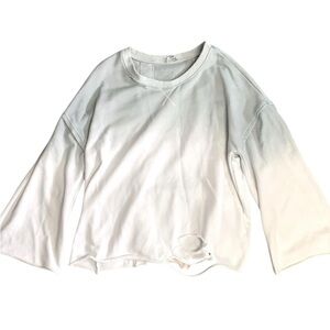 POL Ombré Oversized Distressed Shredded LaceUp Pullover Sweatshirt Size Large